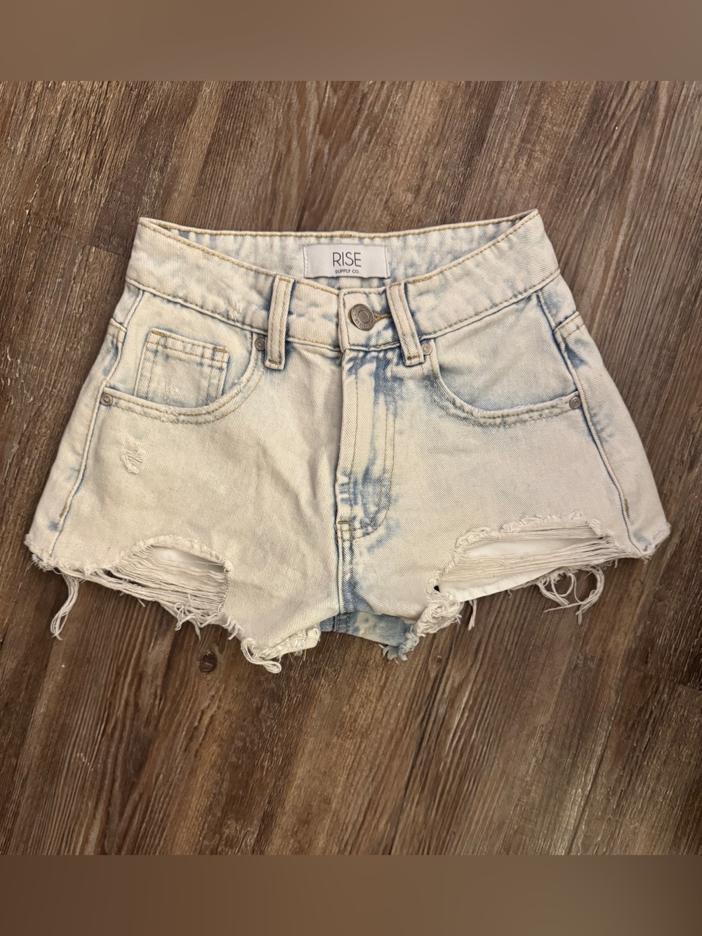 RISE Supply Co High Rise Distressed Denim Shorts
